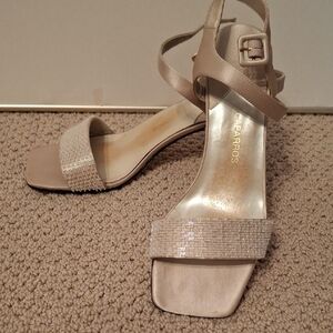 Women's Champagne Beaded Strappy Sandals